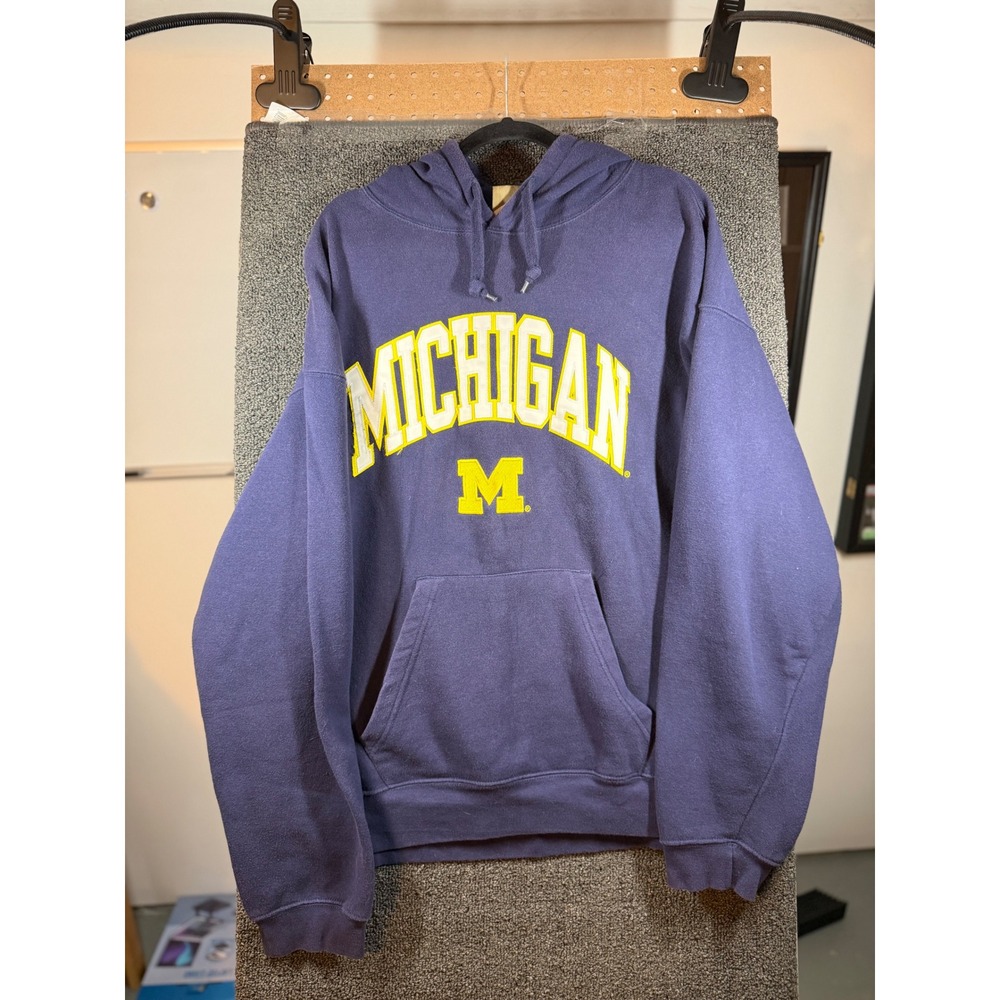 Reebok Michigan Hoodie Mens XL Navy Blue Embroidered Heisman Pullover